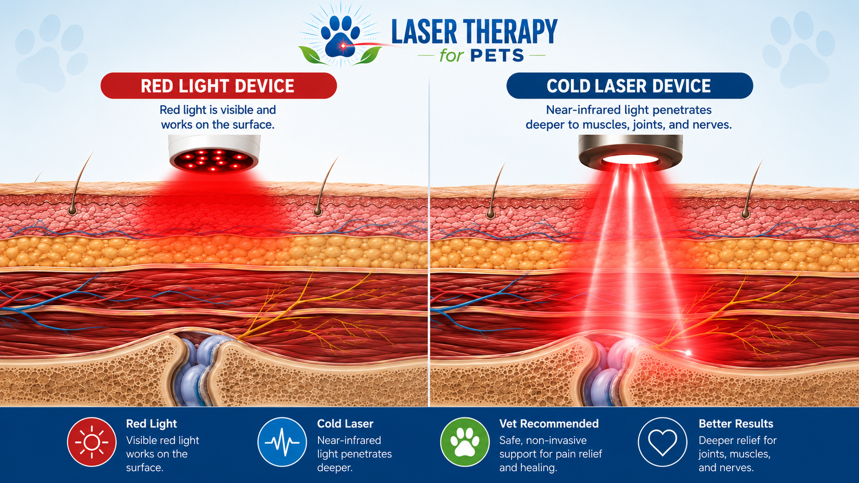 red light device vs cold laser device