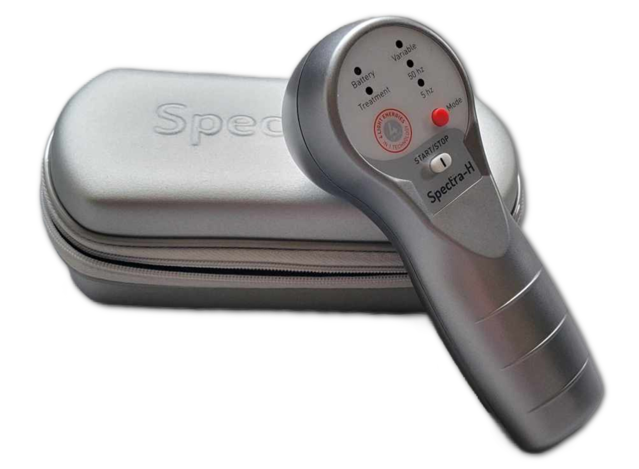 Spectra H laser therapy device displayed with its protective case