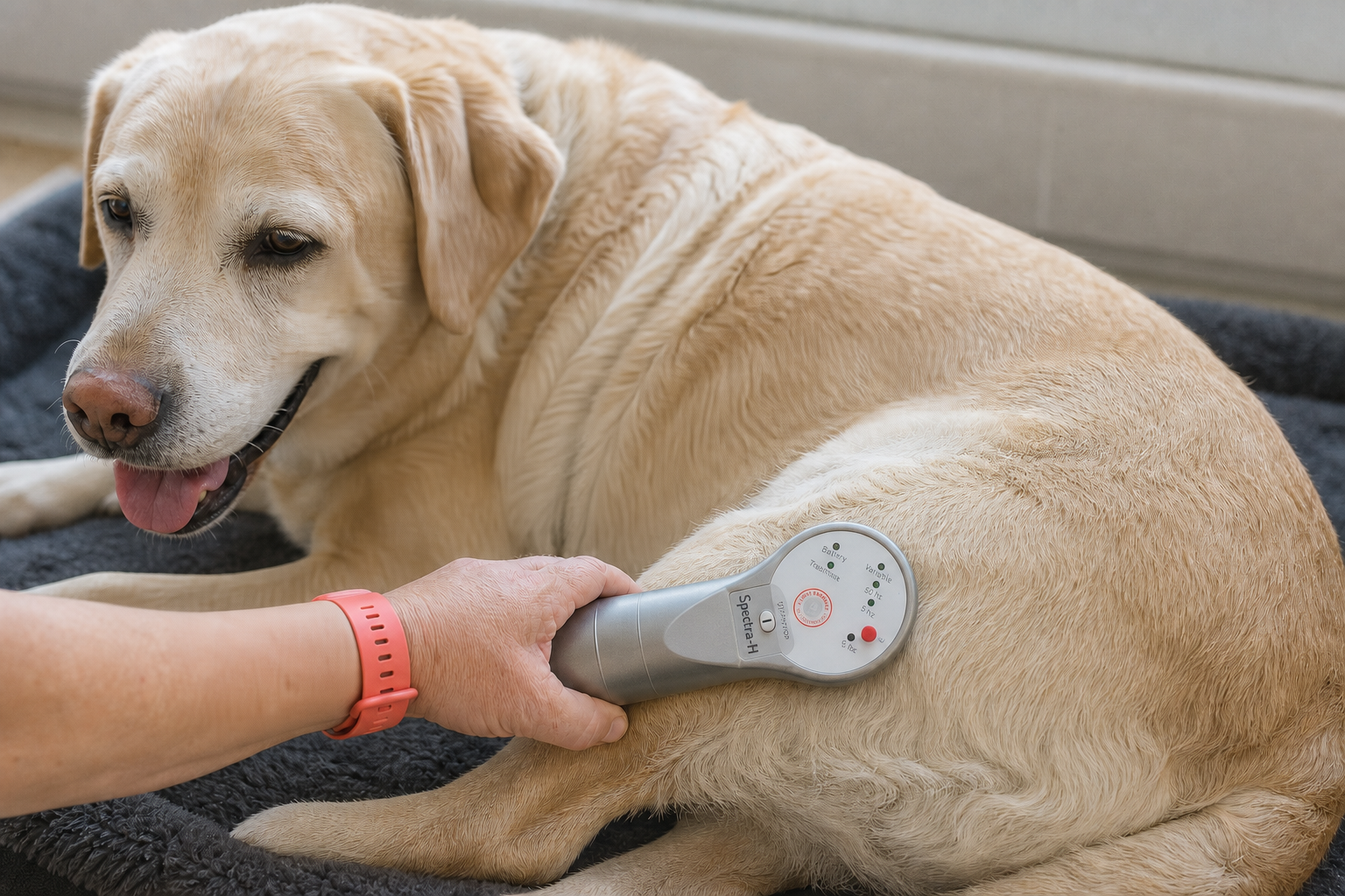 Dog receiving laser therapy